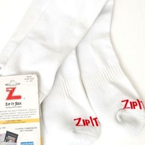 Zip it Gear NWT Men's White High Performance Travel/Athletic Socks  Sz 6-12.5